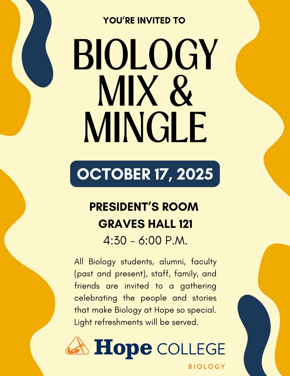Join us this Friday for the Biology Mix &amp; Mingle! All Biology students, alumni, faculty, staff, family, and friends are invited. We hope to see you there!