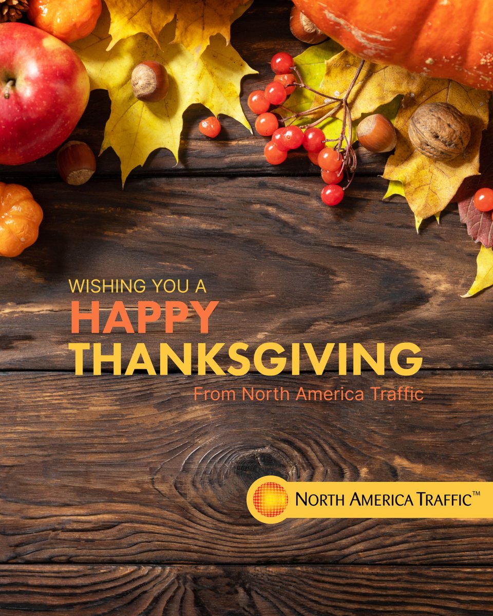 🦃 Happy Thanksgiving, Canada! 🍁 Grateful for the crews, partners &amp; communities keeping our roads safe year-round. From all of us at North America Traffic, wishing you a joyful, restful day of gratitude &amp; good company.

#HappyThanksgiving #Gratitude #WorkZoneSafety