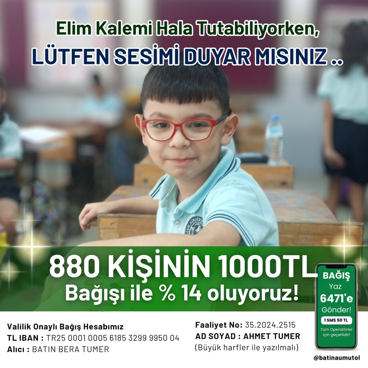Batın hala yürüyebiliyorken eli kalem tutabiliyorken sesini duyun 🙏 Oğlumuza geç kalmak istemiyoruz 🙏 #dmd 
#Donate #batınkoşsundiye

#pazartesi 
#BinanceBoykot 
#bist100 
#SonuclarAcıklansınOSYM