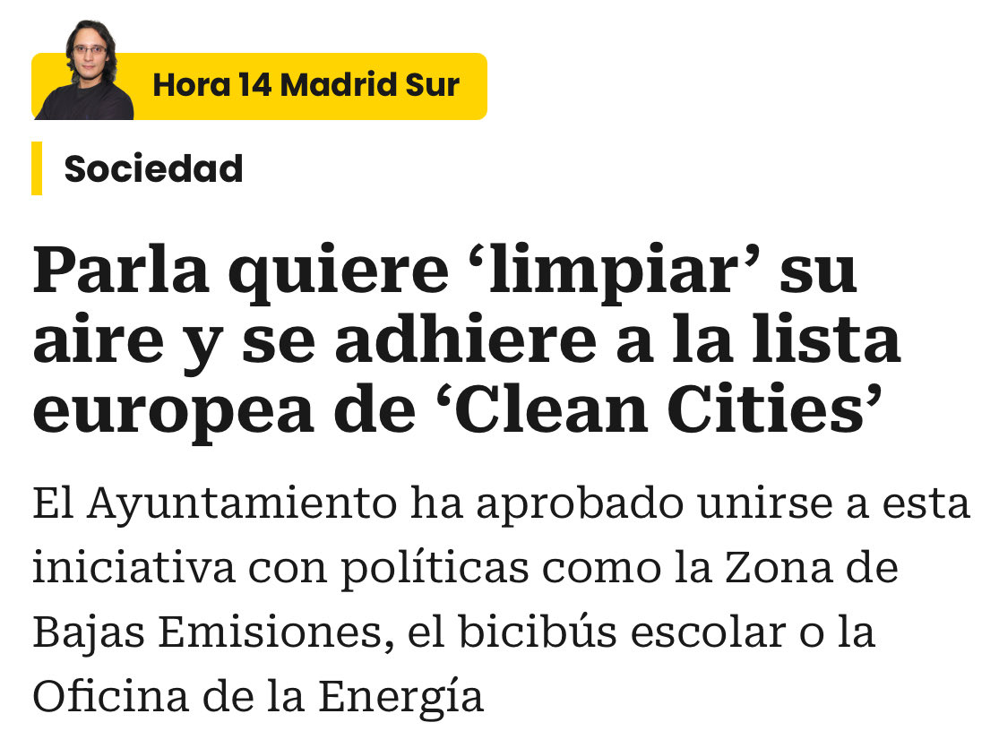 La adhesión a <a href="/cities_clean/">Clean Cities (🦋 find us @cleancitiescampaign.org)</a> nos sitúa al lado de ciudades como Ámsterdam o París en su compromiso con el cuidado del entorno y la salud de las personas.

Más Madrid llevamos a cabo iniciativas que transforman el municipio y mejoran la calidad de vida de vecinos y vecinas.