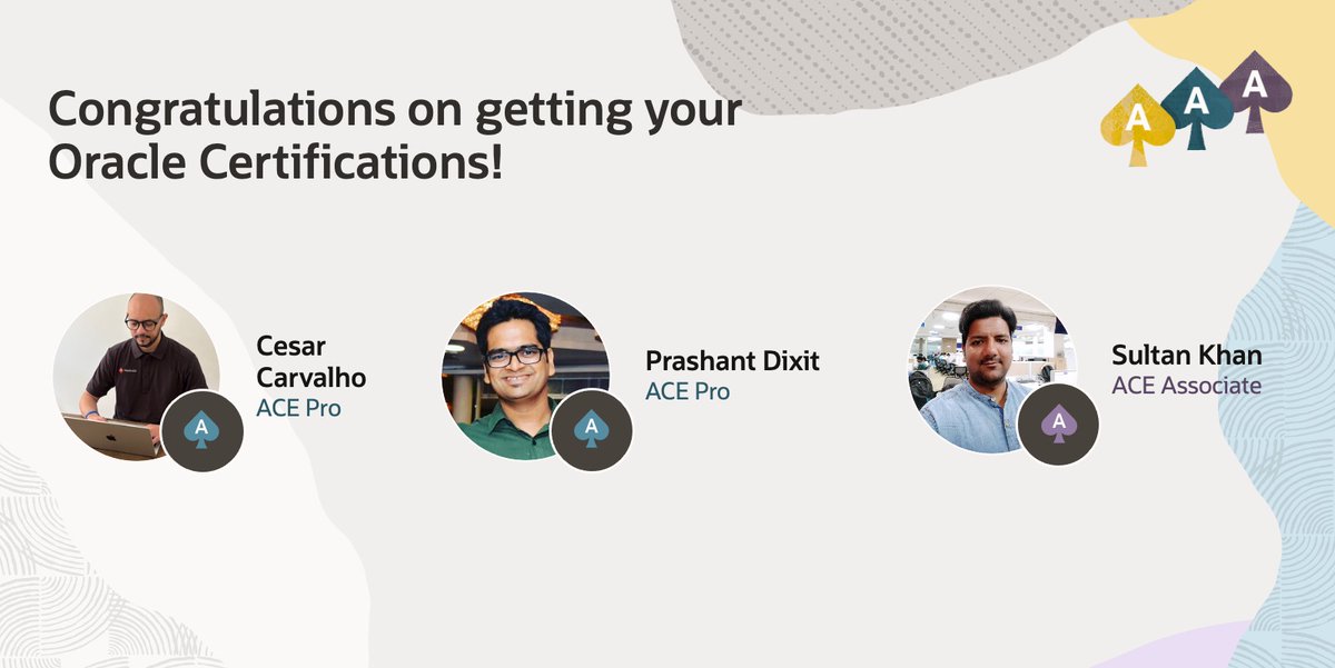 oracleace's tweet image. 👏 Huge congratulations to our Oracle ACE community members who recently passed their Oracle certification exams! Your commitment to continuous learning and technical excellence is inspiring.
We're proud that the complimentary certification voucher—a benefit of the ACE…