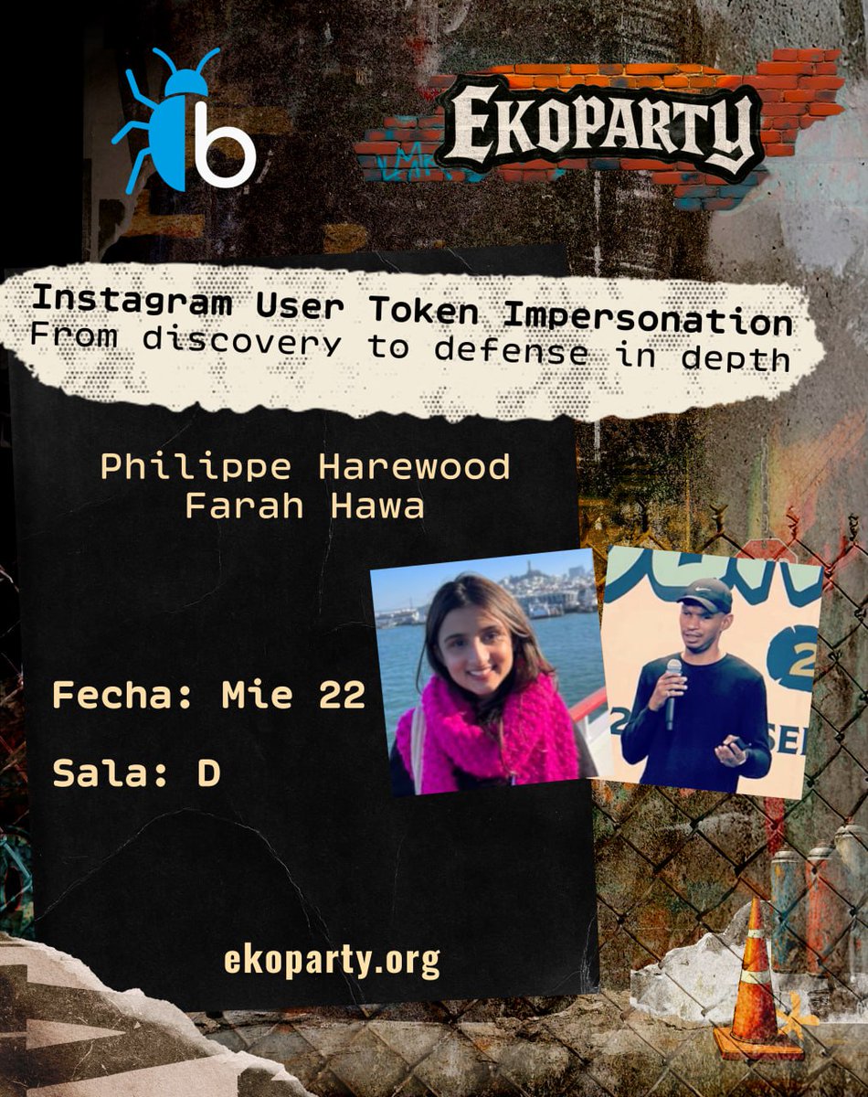 BugBountyArg's tweet image. 🚀 The moment has come: we announce the last and most anticipated talk of the Bug Bounty Village at @ekoparty 
🎙️ Instagram User Token Impersonation: From discovery to defense in depth
👉 @phwd_, renowned Meta bughunter, will share how he discovered a critical vulnerability in…