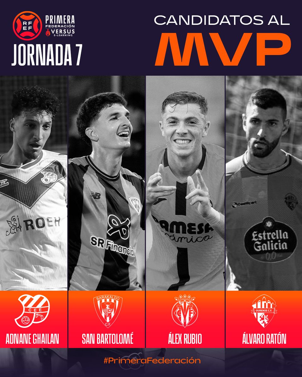 Primera_RFEF's tweet photo. 😍 Han deslumbrado durante el fin de semana...

¡Y ahora quieren convertirse en el 𝗠𝗩𝗣 de la 𝗷𝗼𝗿𝗻𝗮𝗱𝗮 𝟳!

🏅 @versuselearning 🏅

#PrimeraFederación | #VersusELearning https://t.co/xXIdD5mxtJ