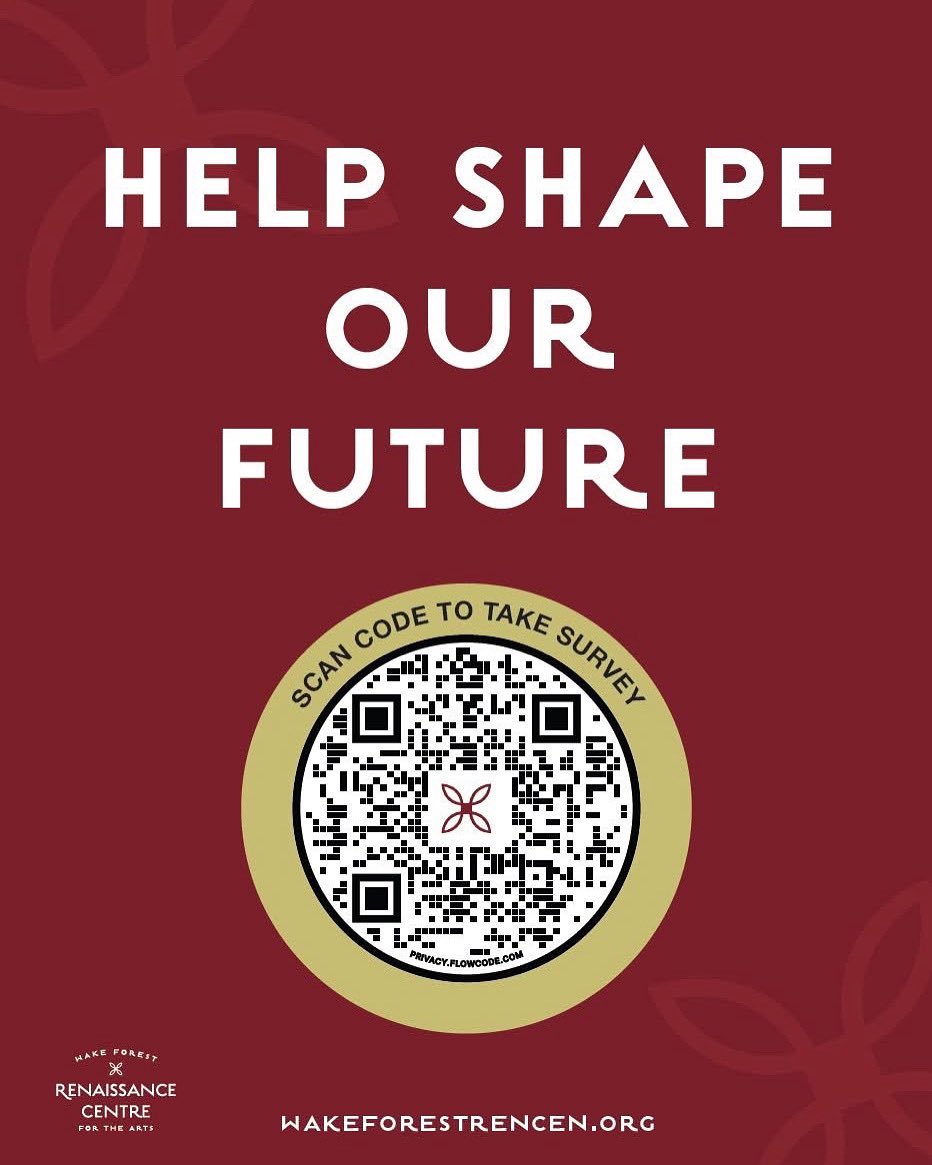 Wake Forest Renaissance Centre is inviting you to help shape its future &amp; share your preferences for future performances by completing a brief survey at engagewakeforest.org/wake-forest-re….

For more info, email WFRC Director Amy Pridgen at apridgen@wakeforestnc.gov.