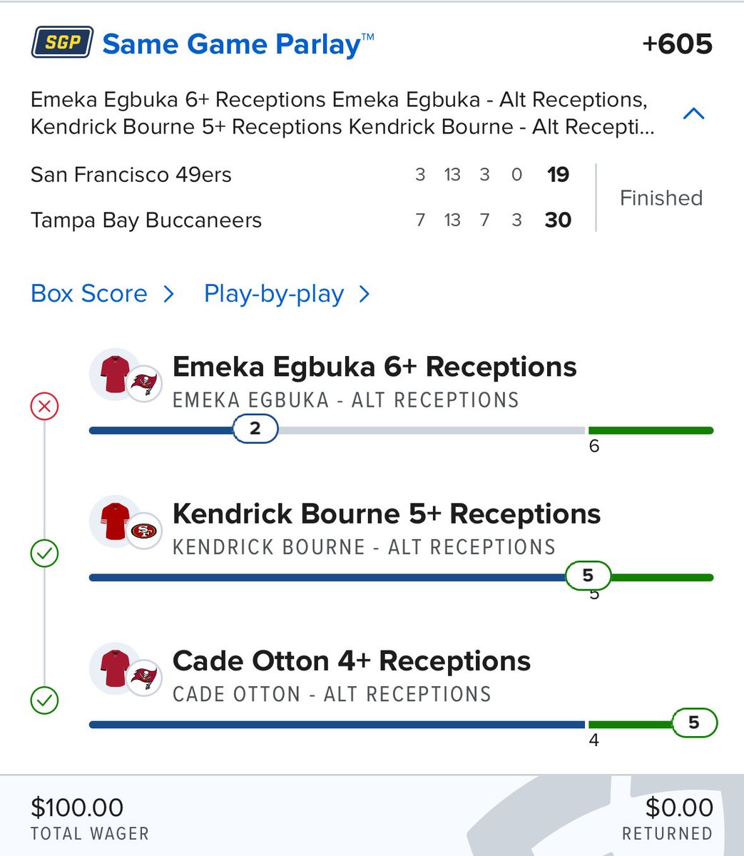 AndrewM49ers's tweet photo. Looks like I’m taking this L! Goodbye FanDuel! It’s been a slice! @FDSportsbook https://t.co/NH0055QliN