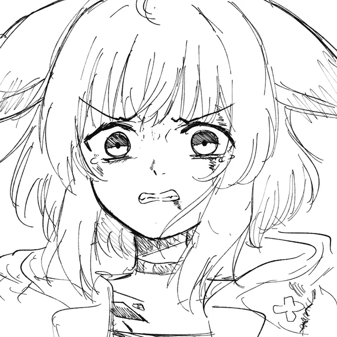 @1m9i9y9a0k6o 少し怒りの方が強い感じになってしまったけどこんなん如何ですか、ケモ耳は怒りを表す時後ろに絞るのでご参考に 