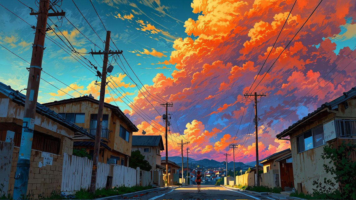 nightgalaxx's tweet photo. Chasing sunsets in anime form 🌆🧡 Where reality meets imagination.
#AIart #bluskyart #eveningsky #sky #animejapan https://t.co/vWkOlOgITp