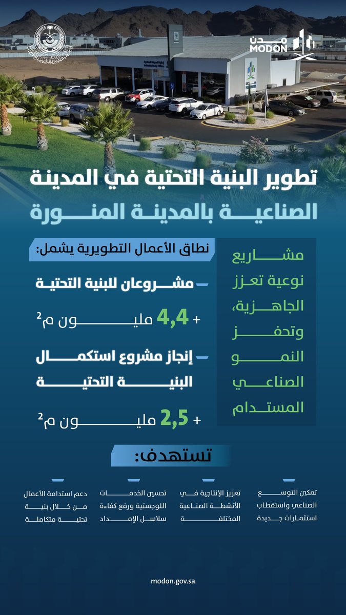 imarat_almadina's tweet photo. تدشين 3 مشروعات تطويرية للبنية التحتية في المدينة الصناعية بهدف رفع كفاءة الخدمات الأساسية داخل المدينة الصناعية، وتعزيز جاهزيتها لاستقبال الاستثمارات الصناعية واللوجستية.

#المدينة_المنورة https://t.co/7A2RObIhVz