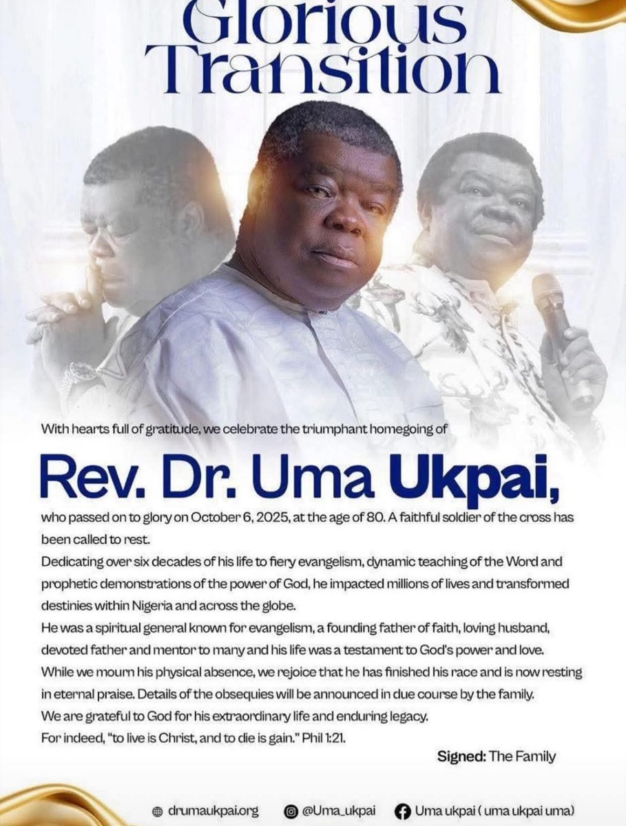 FMBJaburata's tweet photo. In Loving Memory of Dr. U. M. Okapi 
Thank you, sir, for living a life that continues to speak even in your absence.
Your impact,integrity, and passion have left deep footprints in our hearts.
Generations yet unborn will never recover from the greatness you deposited in your time https://t.co/fUTaVJSL5Q