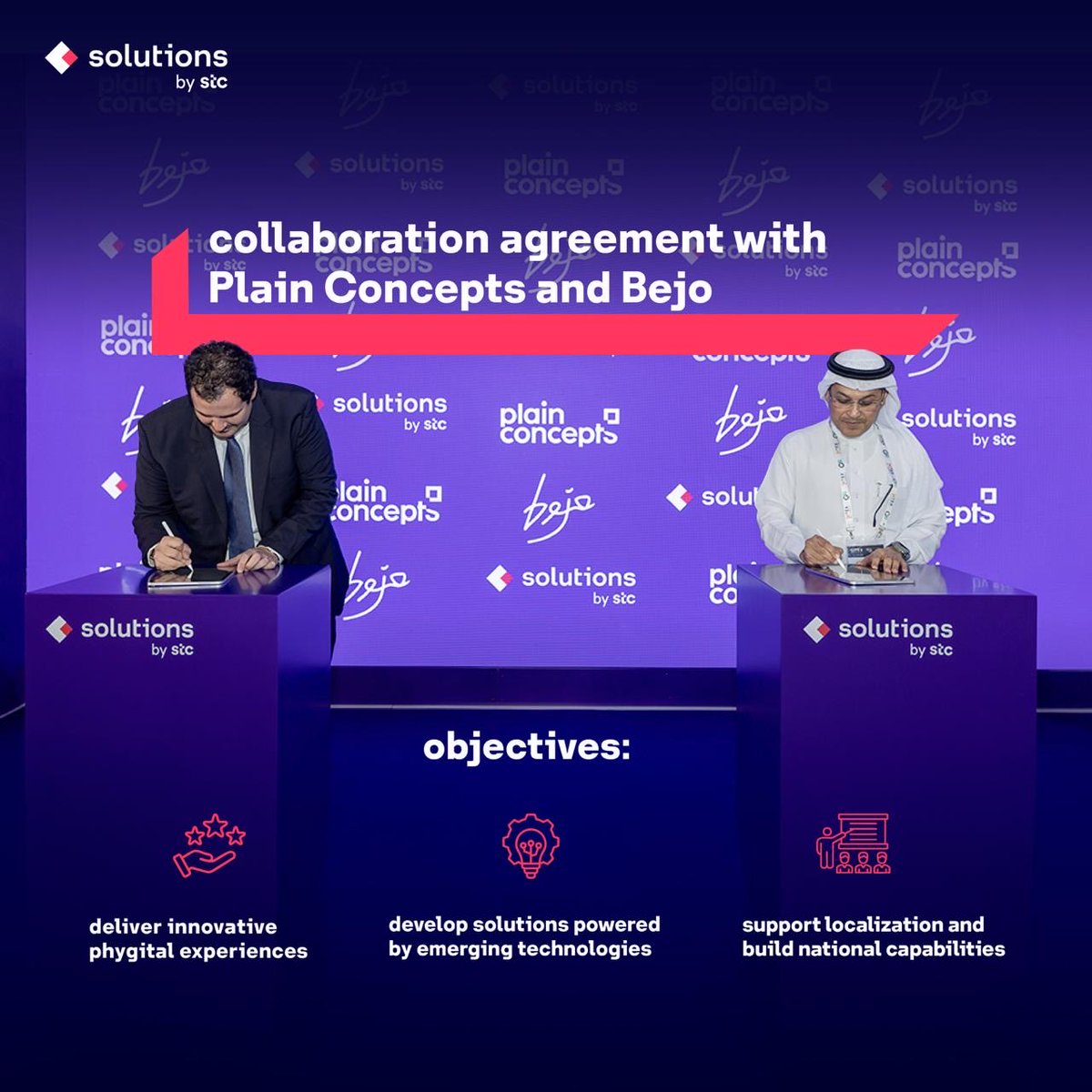 solutions_bystc's tweet image. On the sidelines of #GITEXGLOBAL2025 we are delighted to sign a collaboration agreement with @plainconcepts and Bejo to develop Phygital experiences, boosting innovation and national capabilities.