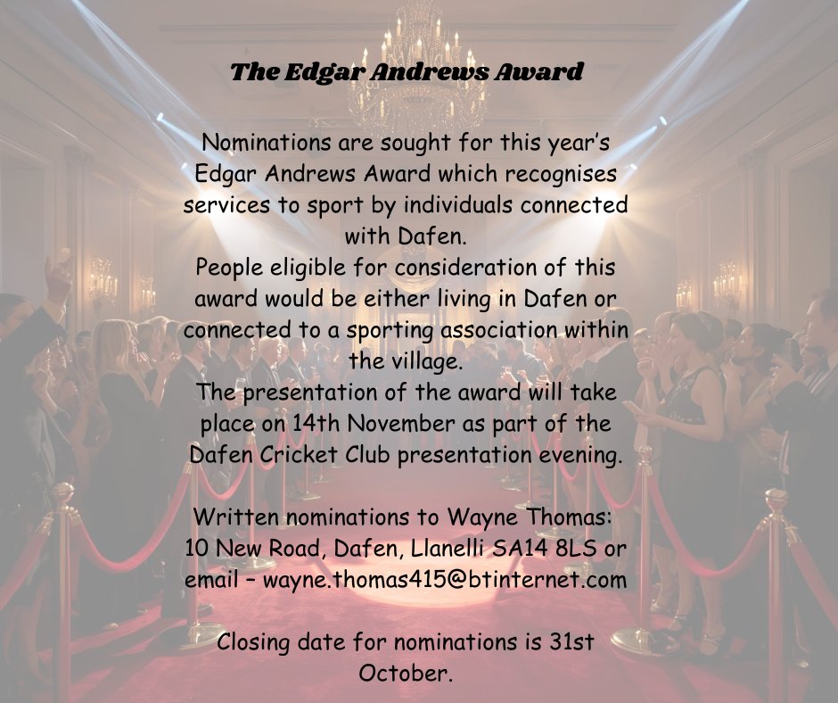 <a href="/DafenBowls/">Dafen Welfare Bowls Club</a> <a href="/dafenafc/">Dafen AFC</a>  <a href="/LrcCommunity/">Llanelli Rural Council</a>  #Dafen #Awards #EdgarAndrews