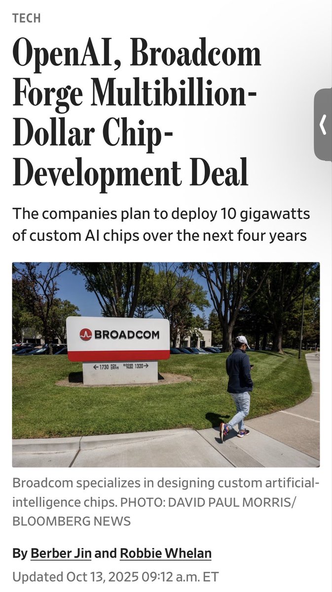 PatrickMoorhead's tweet image. Another huge OpenAI and chip company commitment. This time it’s $AVGO. 10GW to start over 4 years.