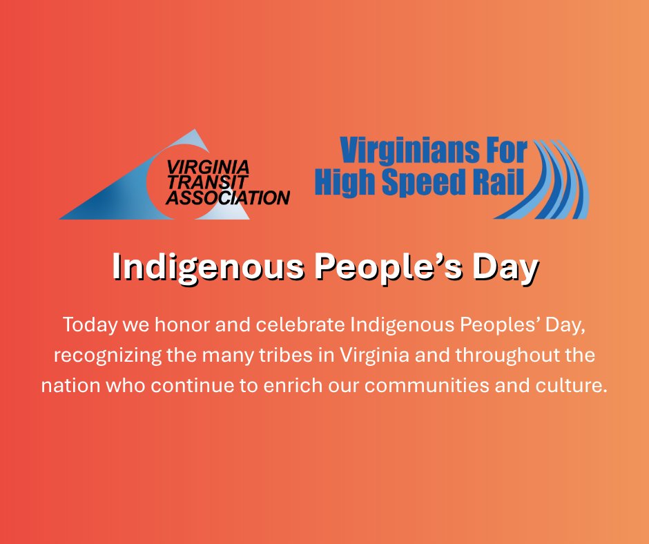 VaTransitAssoc's tweet image. Today, VTA and VHSR honor and celebrate Indigenous Peoples’ Day, recognizing the many tribes in Virginia and throughout the nation who continue to enrich our communities and culture. 

#IndigenousPeoplesDay