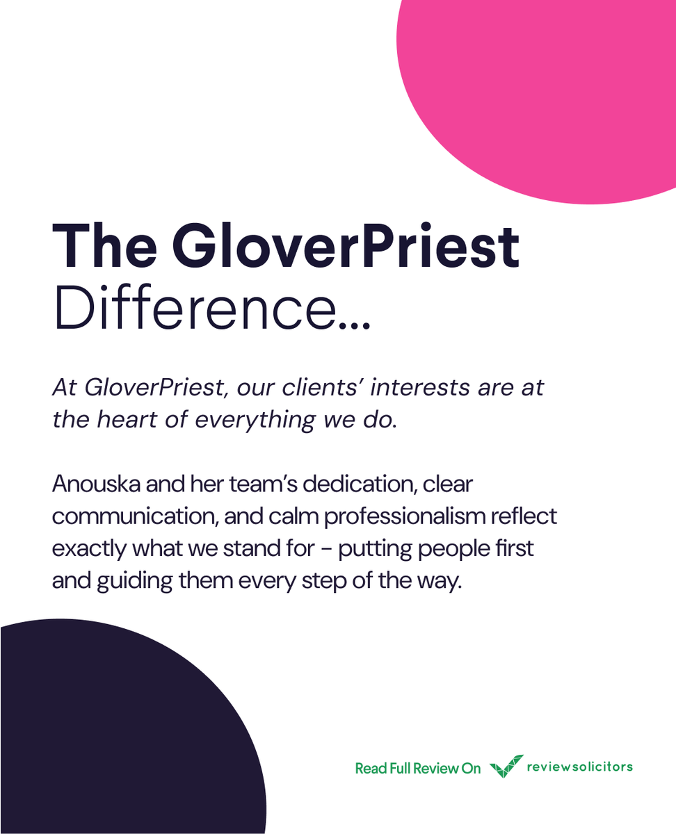 Behind every smooth transaction is a team that truly cares💜

If you're looking for a Solicitor in the Midlands, get in touch today:
📞 Call us - 0121 441 6894
🖇️ Find your local office - Visit Our Website

#GloverPriestSolicitors #FantasticFeedback #ClientReview #CaseStudy
