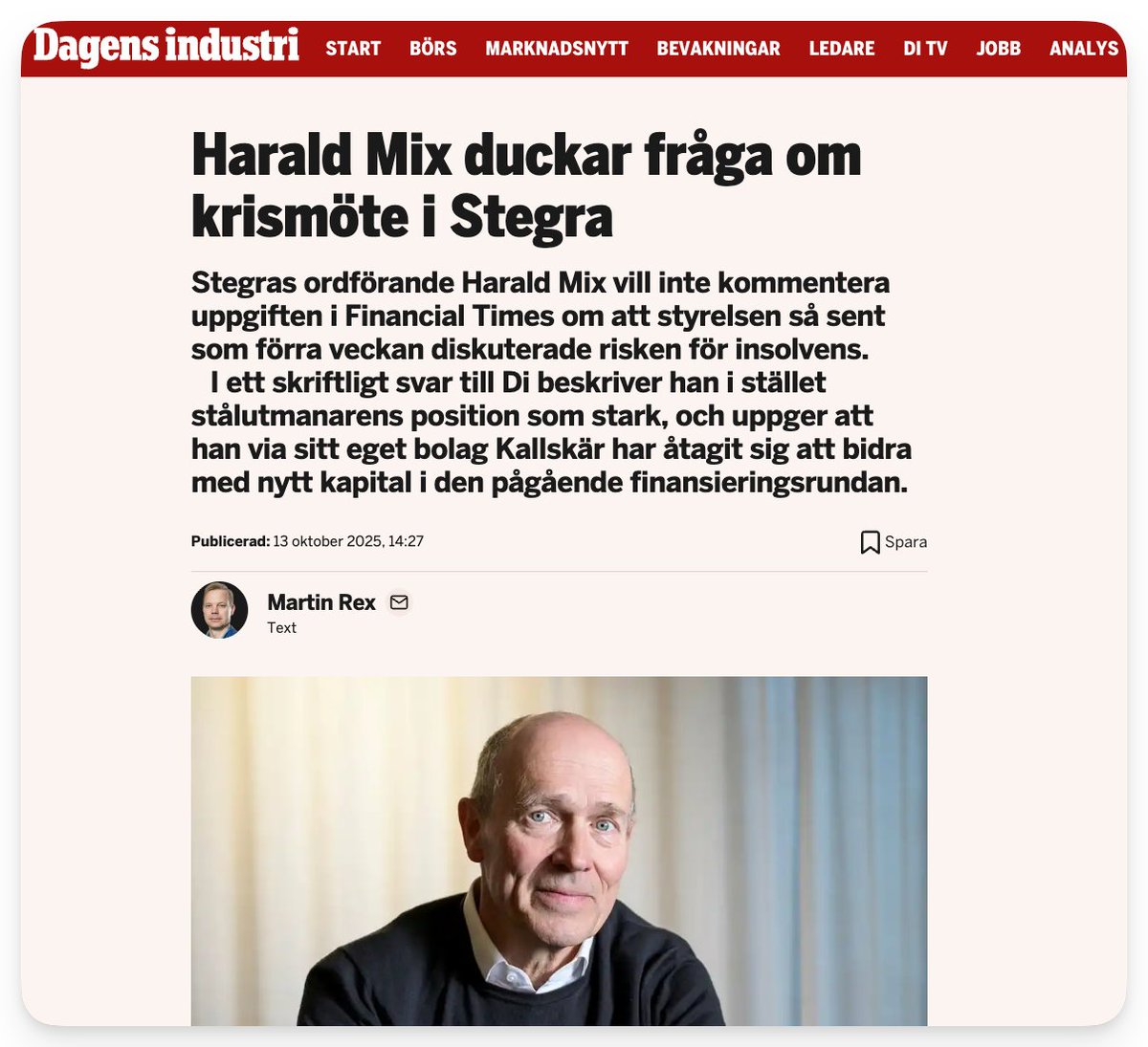 Stegra i krismöte om insolvens?

Jag har sagt det förr, och jag säger det igen: klimatmålen är en teknisk, ekonomisk och politisk fantasi som är omöjlig att uppnå i sin nuvarande form. Detta är inte "klimatförnekelse", det är grundläggande matematik.