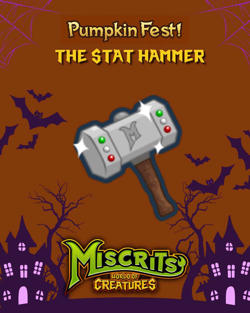 miscritswoc's tweet photo. Pumpkin Fest Reward #1 is here!๐
Meet the Stat Hammer โ use it to change the color of a single stat on your Miscrit to anything! Keep collecting Pumpkinsโฆ the next reward reveal is coming soon ๐
#Miscrits #WorldOfCreatures #PumpkinFest #gaming #creaturecollector https://t.co/PtNFy5ZC84