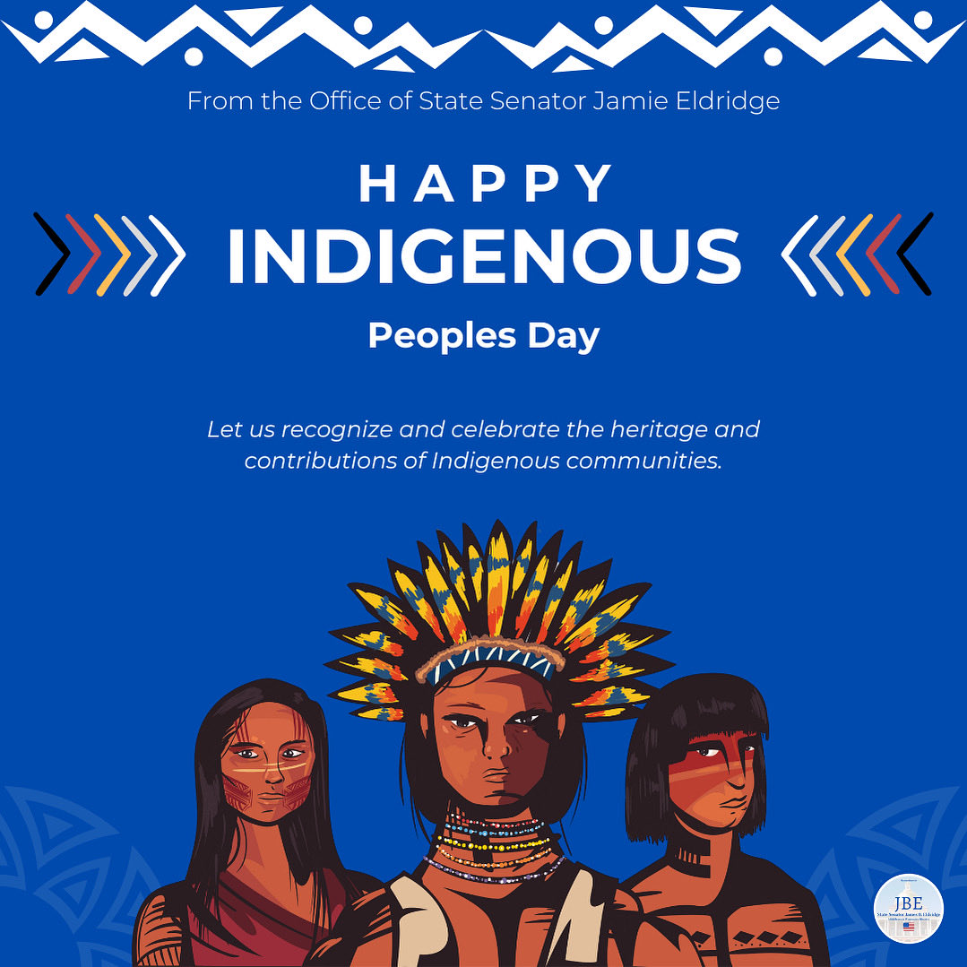 JamieEldridgeMA's tweet image. Happy #IndigenousPeoplesDay! I’m proud to celebrate the contributions, struggles and lives of Indigenous people in #Massachusetts. I’m proud to cosponsor the Mass Indigenous Legislative Agenda (maindigenousagenda.org) &amp;amp; advocate for Indigenous people in my district. #mapoli