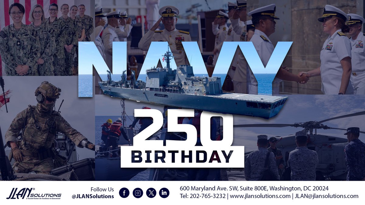 JLAN celebrates the U.S. Navy's 250th anniversary, honoring the bravery, resilience, and sacrifice of those who serve. As a small business supporting government operations, we recognize the Navy’s courage in protecting our nation’s interests. Happy Birthday @‌usnavy!

#Navy250