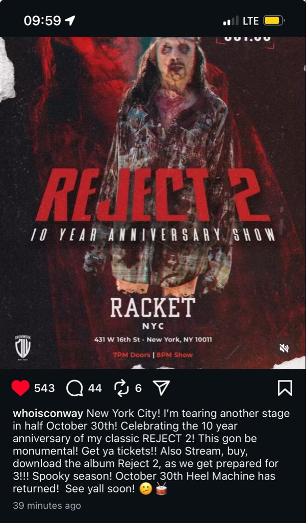Conway has confirmed that Reject 3 is on the way 👀👀👀
