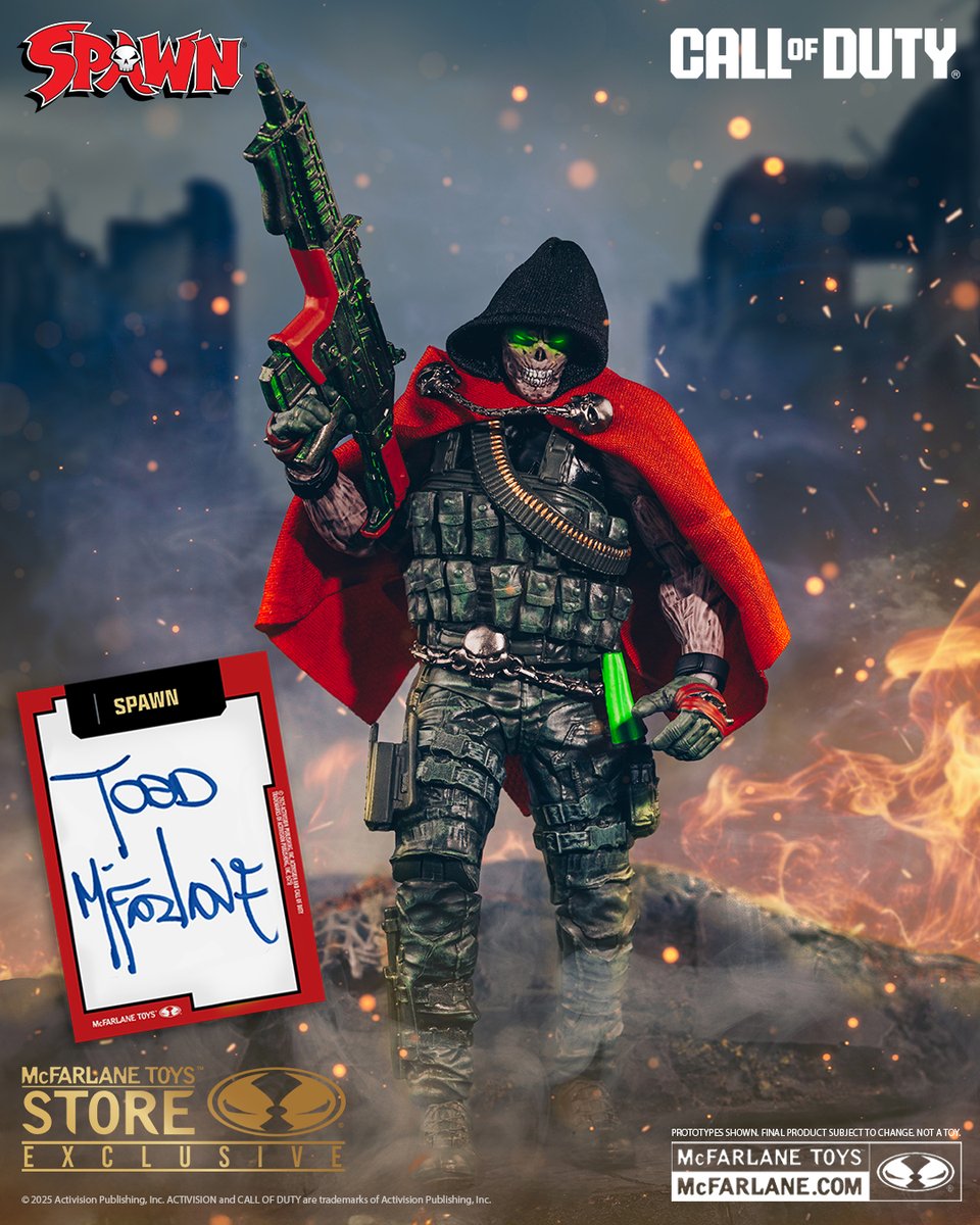Burned Spawn based on his appearance in Call of Duty is available for pre-order on OCTOBER 16th at GameStop! There will a version autographed by Todd McFarlane available exclusively at McFarlane Toys Store launching the same day.

The un-signed version is also available IN-STORES