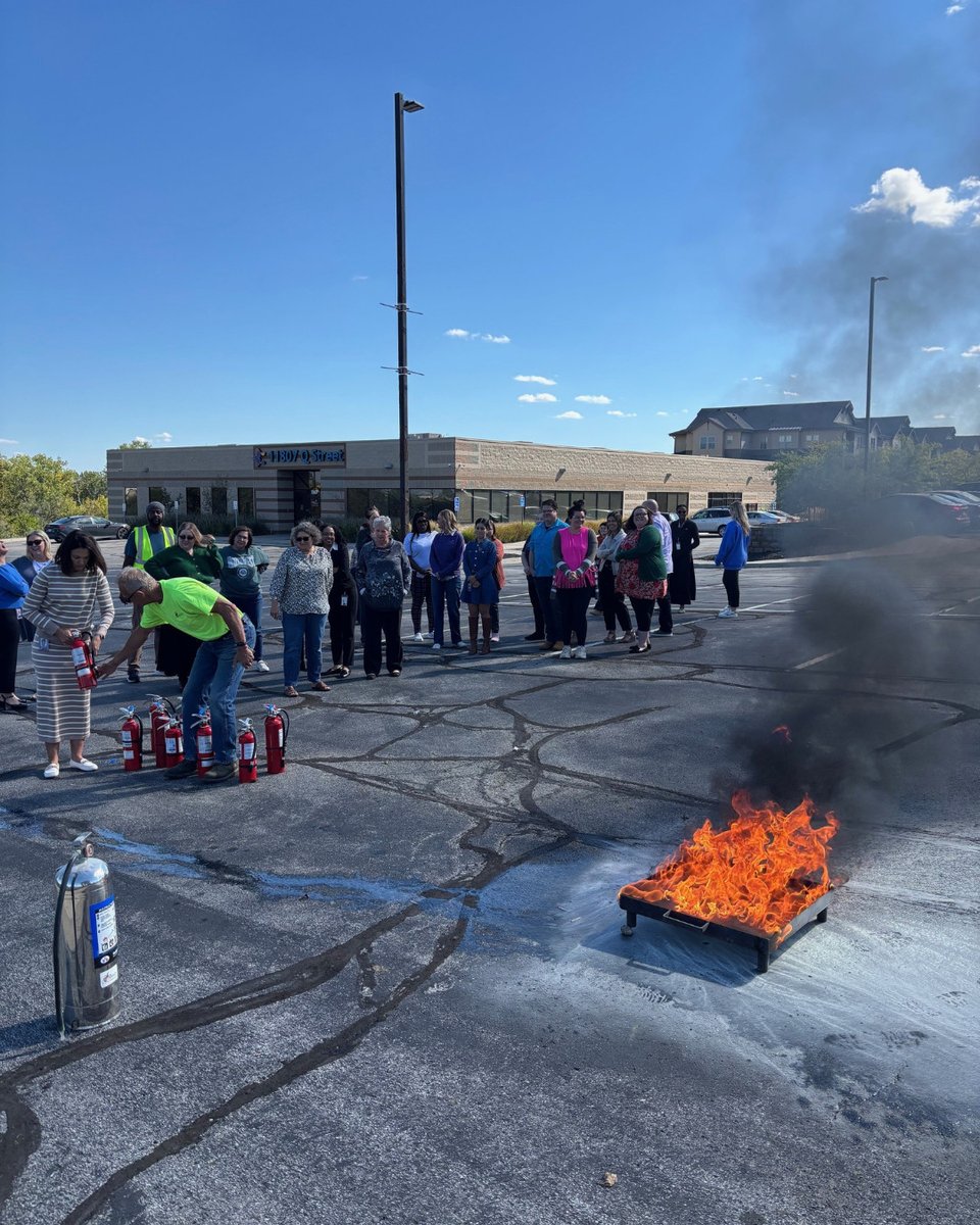 ProjectHarmony2's tweet image. In observance of #FirePreventionMonth, our staff took time to review emergency exit plans and participate in a fire extinguisher training. It’s a great day when you can show off your fire safety skills!