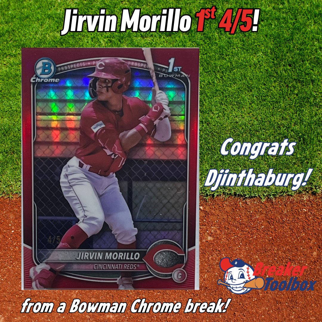 BreakerToolbox's tweet image. Jirvin Morillo 4/5 1st Bowman from a Bowman Chrome hobby break! Congrats DJinthaburg!
#cardbreaks #baseballcards #sportscards #thehobby #collect