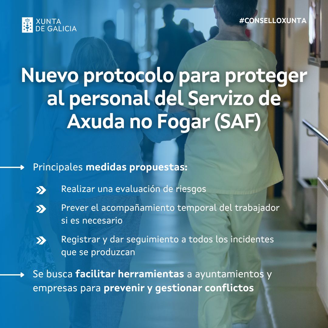 🤝 Las trabajadoras y trabajadores del Servizo de Axuda a Domicilio contarán con un nuevo protocolo que refuerza su seguridad ante cualquier tipo de violencia laboral

#ConselloXunta