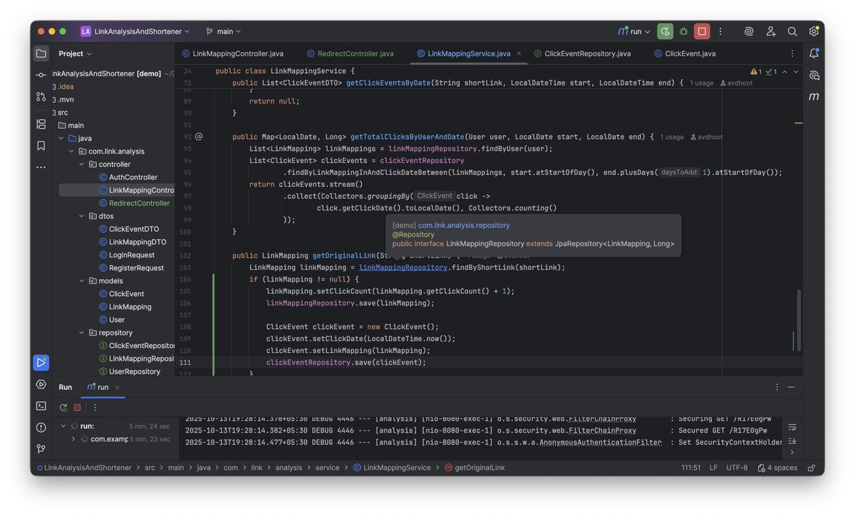 AvdhootHadke's tweet image. Day 91 of #100DaysOfCode #r2 #round2
DSA: Find Resultant Array After Removing Anagrams.
DEV: Spring Boot - Completed the clickEvent and redirect features.
