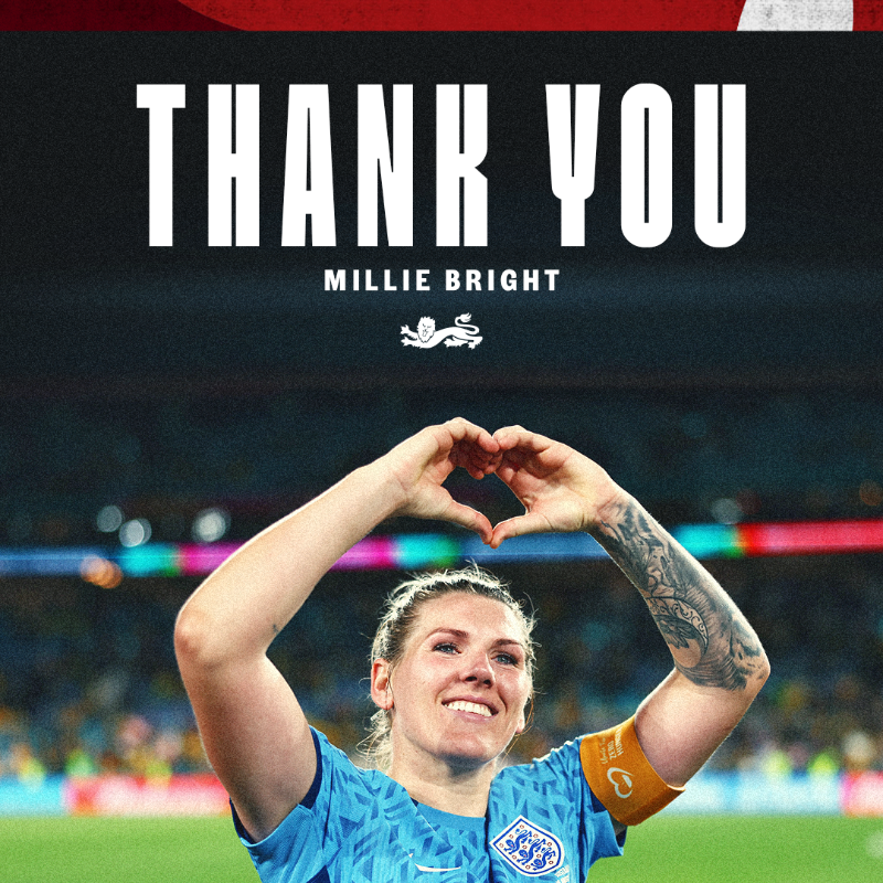 Lionesses's tweet photo. 9 years. 88 caps. Endless memories. ❤️ 

Millie Bright has announced her retirement from international football.

Congratulations on an amazing #Lionesses career, Millie! 🏴󠁧󠁢󠁥󠁮󠁧󠁿