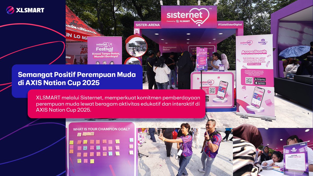XLSMART's tweet image. Di balik semangat kompetisi, Sisternet membawa energi berbeda di AXIS Nation Cup 2025 dalam memperkuat semangat perempuan muda untuk terus tumbuh dan berdaya💗