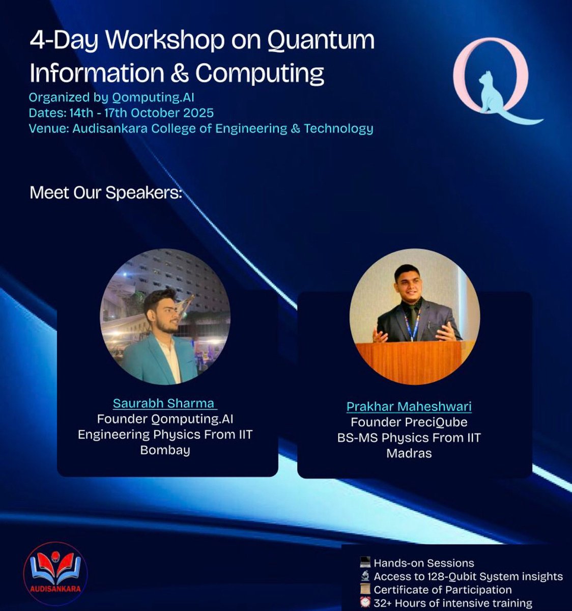 qomputing_ai's tweet image. Excited to announce that we&apos;re diving deep into the quantum realm! 🚀 Join us for an immersive 4-day journey where theory meets practice, and classical computing boundaries are redefined.
#QuantumComputing #QuantumInformation #Workshop #Preciqube #IITBombay #IITMadras
