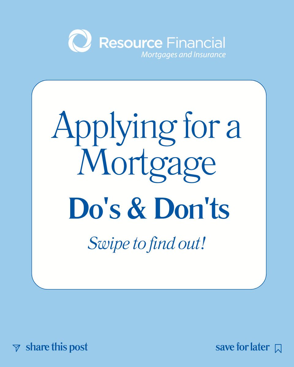 ResourceFS's tweet image. You’re approved—almost! 🏡✅
Avoid these common mistakes and follow these simple do’s to keep your mortgage on track.
Your Resource Financial lender is here to guide you every step of the way.  

#MortgageTips #HomeBuying #MortgageAdvice #HomeLoan #FinancialGuidance #RFS