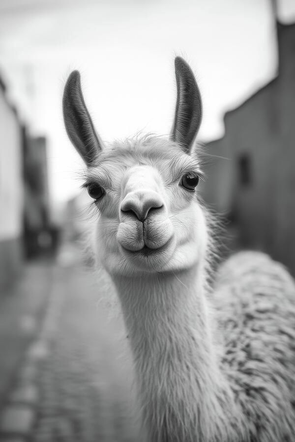 Funny Llama - Curious Stare in Black and White. Wall Art Prints: matthias-hauser.pixels.com/featured/funny… #animal #art