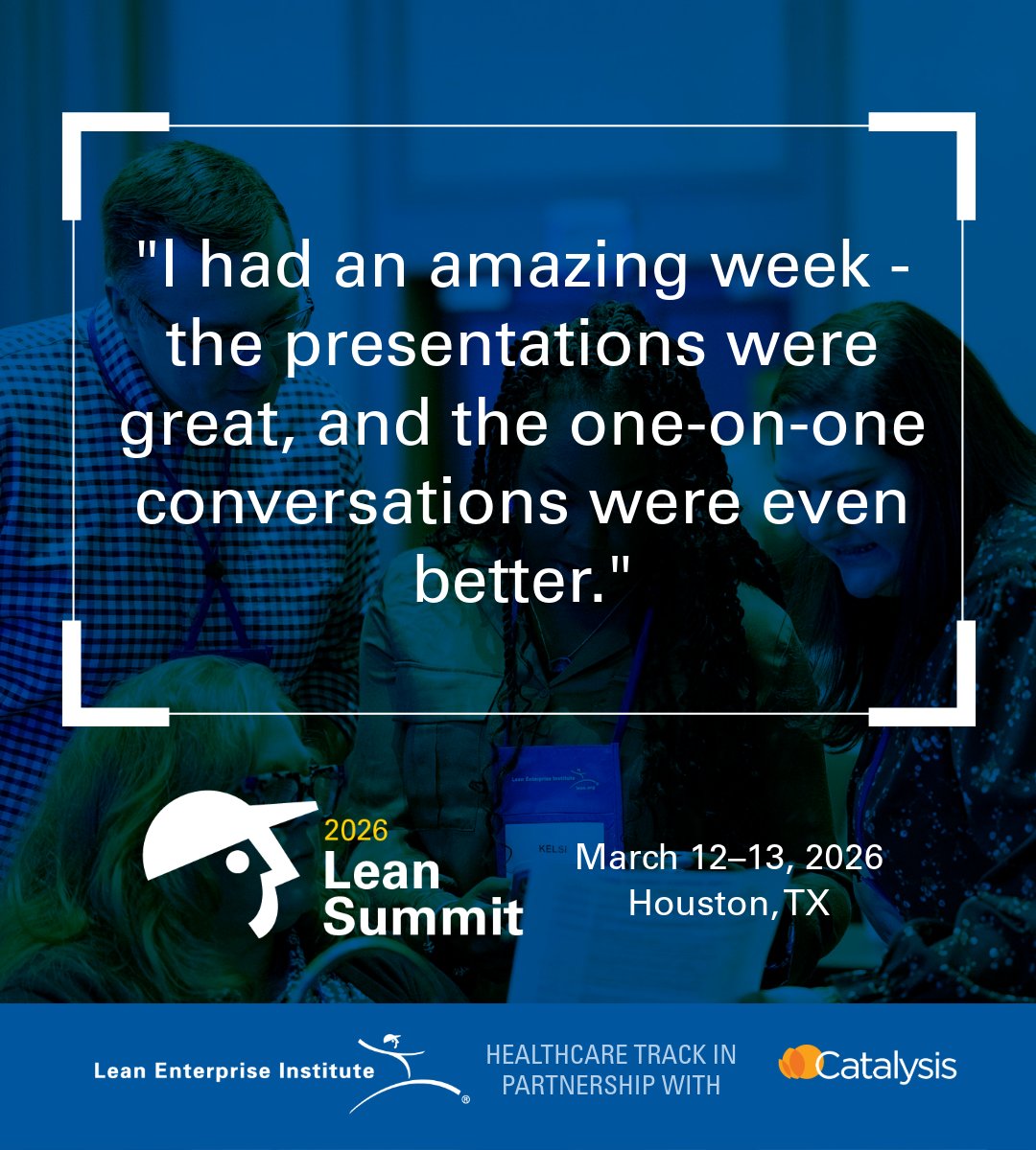 LeanDotOrg's tweet image. Join us at the 2026 Lean Summit to connect with leaders, practitioners, and learners from across industries. 
💸 Ultra early bird pricing ends Oct 31 
Register Now » hubs.li/Q03N0rvR0

#LeanSummit2026 #LeanThinking #ProblemSolving #Leadership