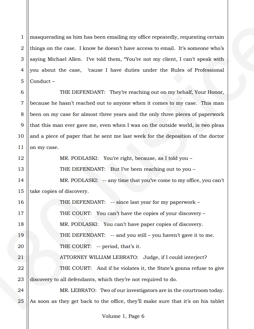 180_justice's tweet image. Allen County is actively stripping defendants of access to both their discovery and PUBLIC RECORDS.
In Allen County, defendants can’t even have a copy of their own discovery.
Read that again.
Imagine fighting for your life in court… without ever being allowed to keep or study…