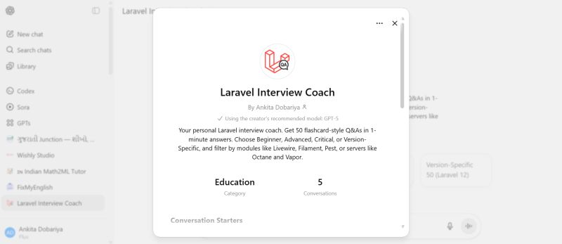 ankitaVerse_'s tweet image. Prepping for a Laravel interview?

Try Laravel Interview Coach: 50 Flashcard Q&amp;amp;As by Level and Module.

Get sharp, confident answers fast ⚡
👉 lnkd.in/djXr-tDY

#Laravel #AItools #WebDev #InterviewPrep
