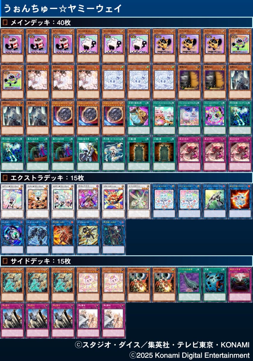森熊杯

巳剣オルフェ先○×○
ヤミー先×○○
純巳剣後○××
ドラテ先○×○
トナメ
巳剣ライゼ先○×○
ヤミー後×○×
巳剣オルフェ先○××

ヤミー使って4位でした
日頃の行いを改めようと思いました
