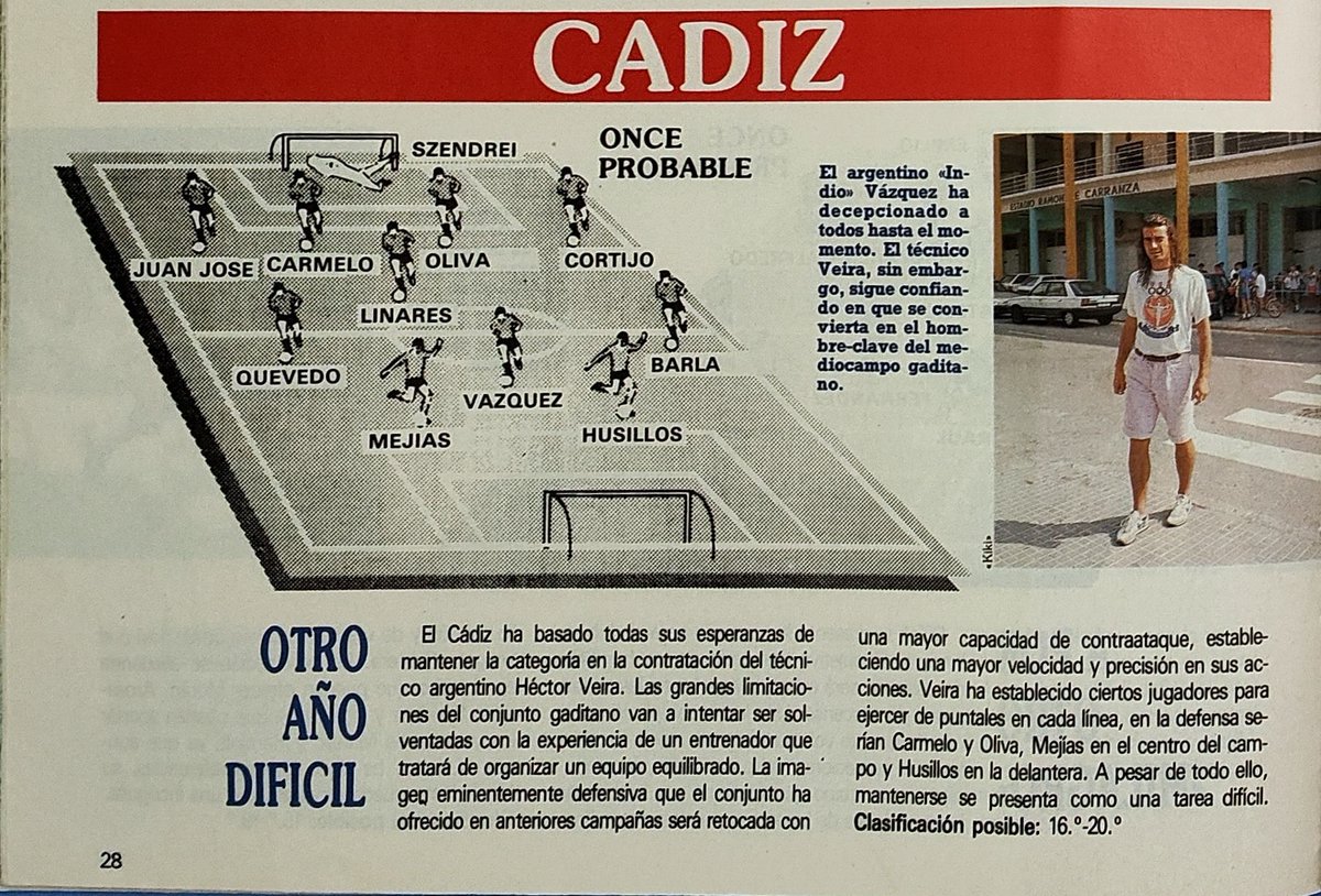 🟡 La previa del Cádiz 90/91.

🇦🇷 El 'Bambino' Veira se hizo cargo del equipo.

👥 El equipo mantenía su base con veteranos como Oliva, Carmelo, Juan José y Linares sumados a jóvenes valores como Cortijo, Barla y Quevedo.