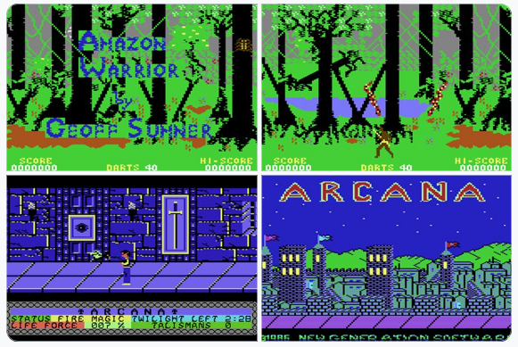 The #C64 A to Z

My Fave A Games No.27

Amazon Warrior/Arcana

Geoff Sumner only made 2 C64 games, and both were huge rip-offs! Amazon Warrior stole from Forbidden Forest, and Arcana copied Entombed/Staff of Karnath. How on earth did New Generation get away with publishing them?!