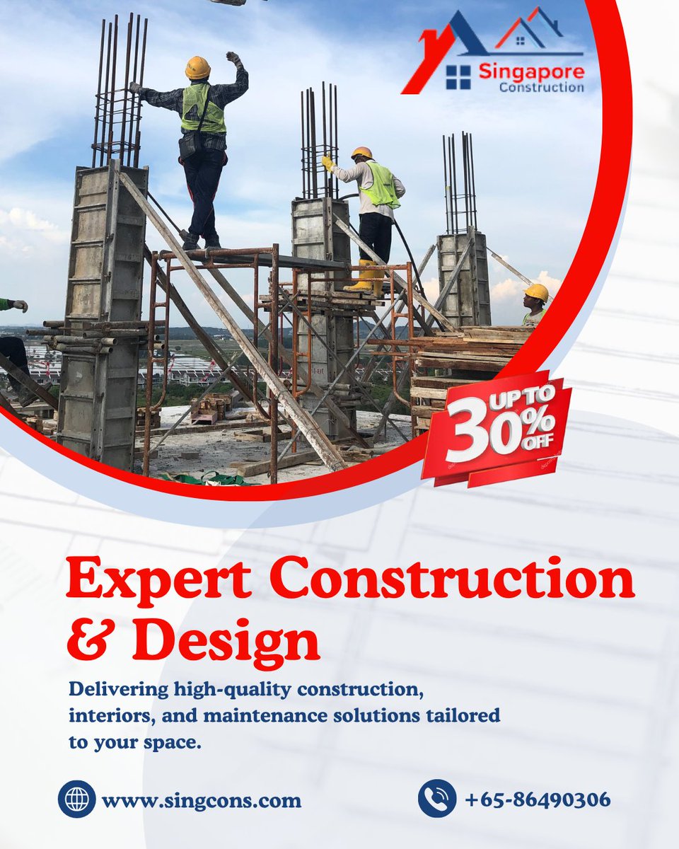 SingaporeC17790's tweet image. 🏗️ Expert Construction & Design Services in Singapore sidential | Commercial | Industrial Projects
Renovation, Design & Build
Quality Workmanship | Modern Concepts | On-Time Delivery
🌐 singcons.com
#ConstructionSG #DesignAndBuild #InteriorDesignSG #Renovation
