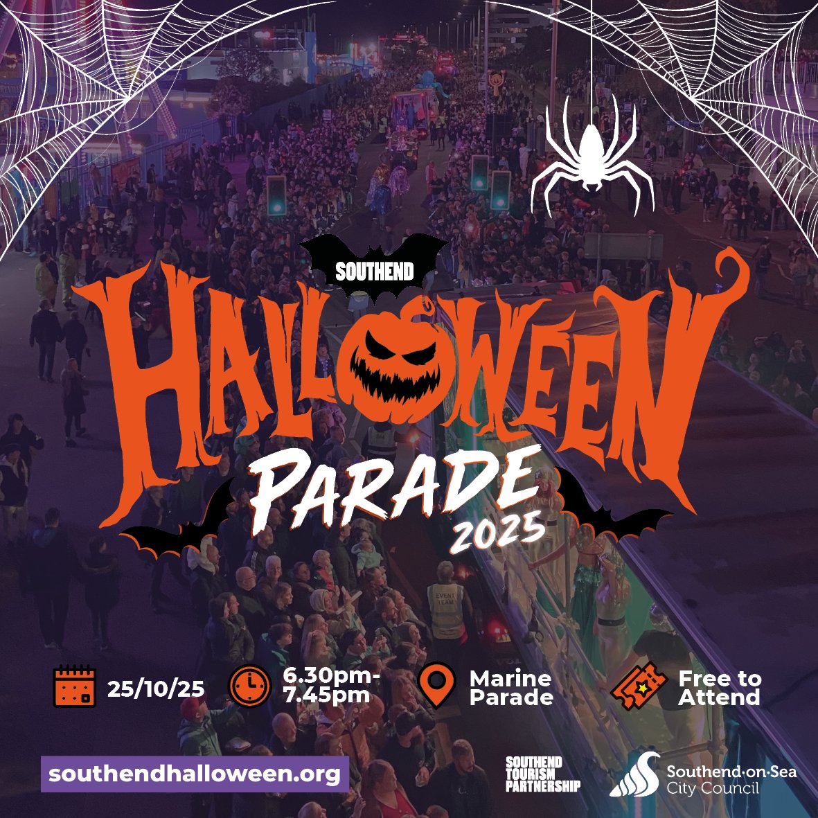 🦇SOUTHEND HALLOWEEN PARADE 🦇
We're less than 2 WEEKS away from the Southend Halloween Parade &amp; it's sure to thrill the whole family! There are some new spooky surprises 2025, be sure you don't miss the fa-boo-lous parade! 
📅 Sat 25 Oct
🕙 6:30pm
👉southendhalloween.org