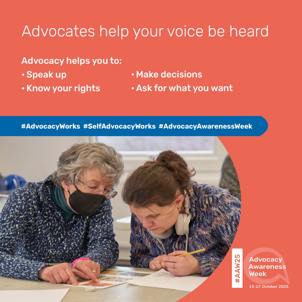 Advocacy = speaking up, knowing your rights, making decisions, and asking for what you want.
Advocates help your voice be heard. This week let’s raise awareness and celebrate the power of advocacy!
ndti.org.uk/collection/adv…

#AAW25 #AdvocacyWorks #SelfAdvocacyWorks