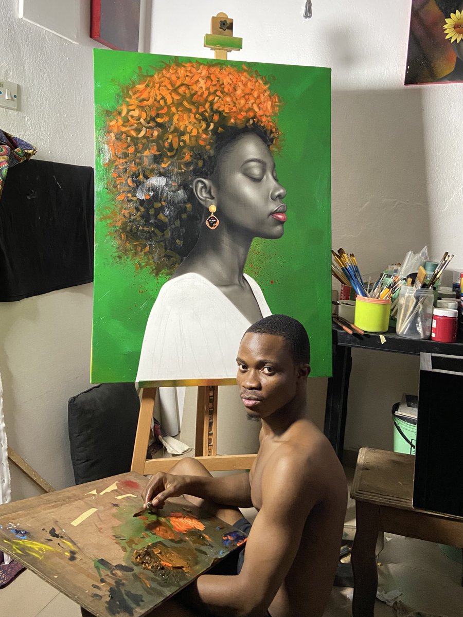 _xeronn's tweet image. I infused an Afro hairstyle to this masterpiece, a symbol of grace and elegance. 
It’s my largest piece tho