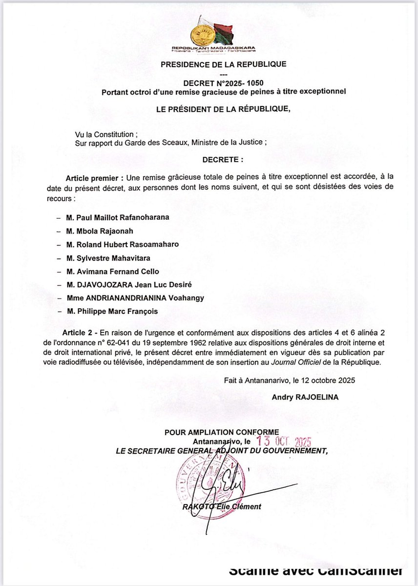 thomasdietrich0's tweet image. Juste avant de démissionner, le président de #Madagascar Andry Rajoelina gracie les deux ex-officiers français passés par Saint-Cyr et impliqués dans une sombre tentative de coup d’Etat en 2021. Une manière pour Rajoelina de renvoyer l’ascenseur à Macron, qui a organisé sa fuite…