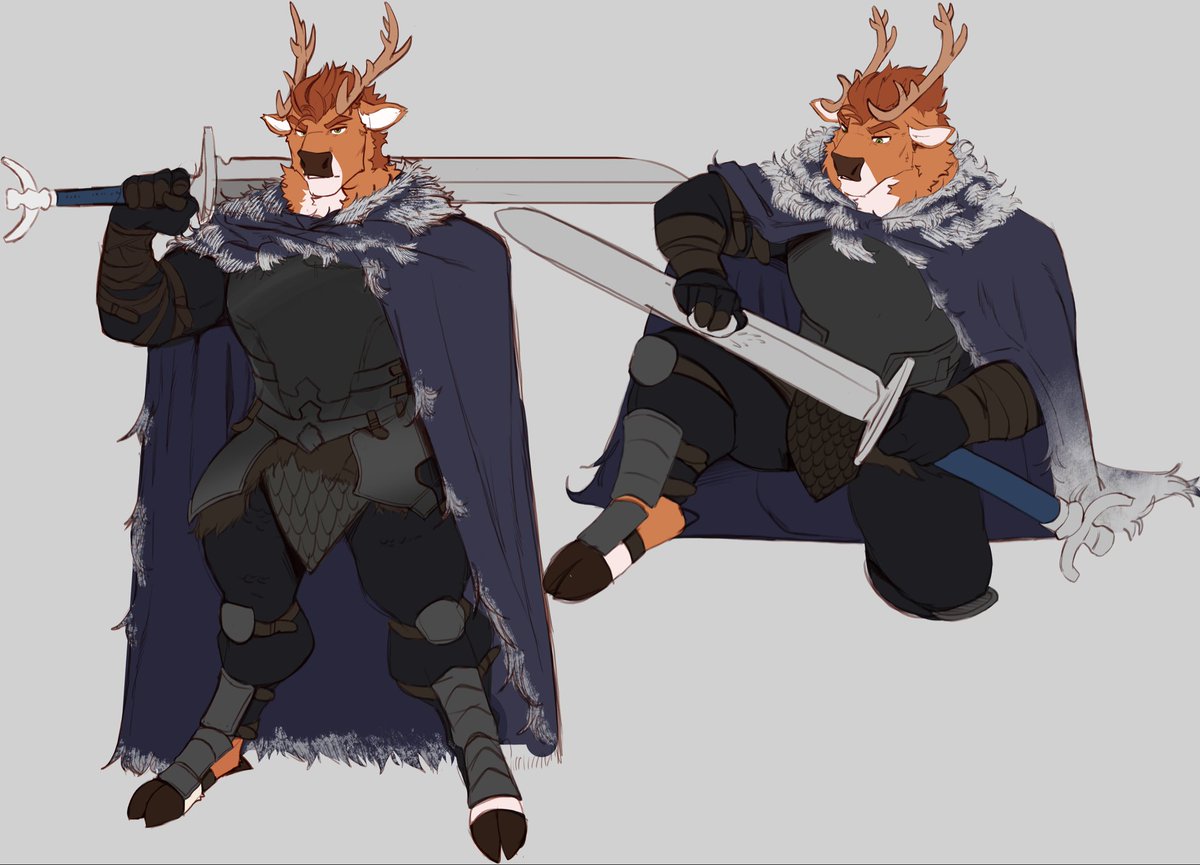 Deergineer's tweet image. I LOVE SWORDS. I LOVE ARMOR. I LOVE REINDEER. ELDEN! RING! 

Alt in my channel 😋

By @one_axolt