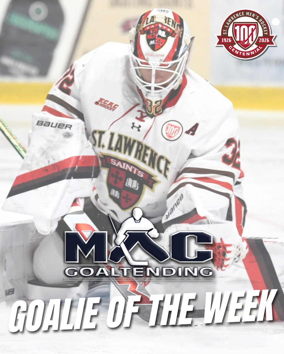 SkatingSaints's tweet photo. Congratulations to Mason Kucenski on being named MAC Goaltending Goalie of the Week by @ecachockey after posting a 1.54 GAA and a .952 Sv%!

#herewegoSAINTS https://t.co/XQZ6ueMRhm