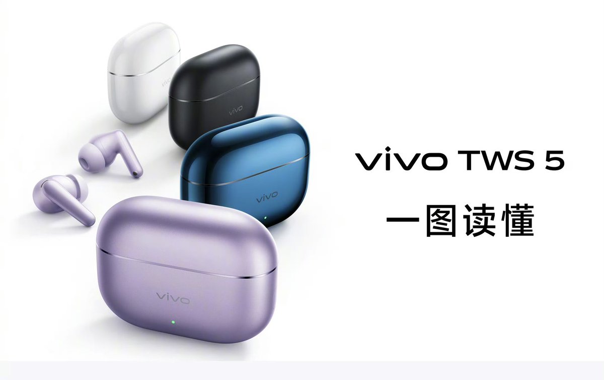 TechHome100's tweet photo. Vivo TWS 5 launched in China 🇨🇳
💰 399¥
💰 499¥ (Hi-Fi version)
#vivo #vivoTWS5 https://t.co/NZpNiXoQWA