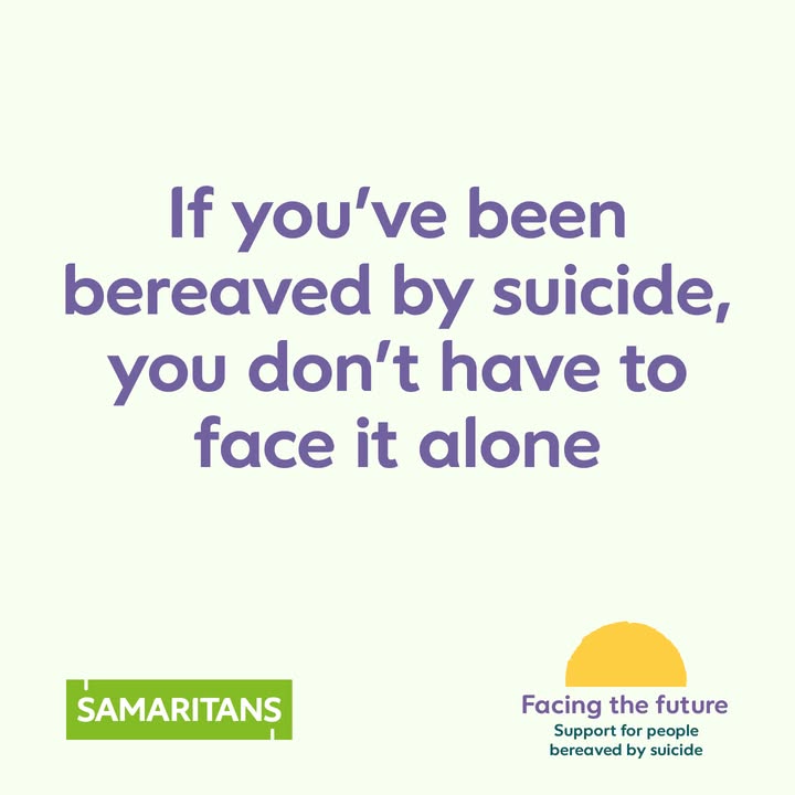 Samaritans (@samaritans) on Twitter photo If you’ve lost someone to suicide, it can help to talk with people who understand.
Our free online support groups are a place for anyone who has lost someone to suicide. Find out more and book and online 👇
bit.ly/3EhWB7V If you’ve lost someone to suicide, it can help to talk with people who understand.
Our free online support groups are a place for anyone who has lost someone to suicide. Find out more and book and online 👇
bit.ly/3EhWB7V