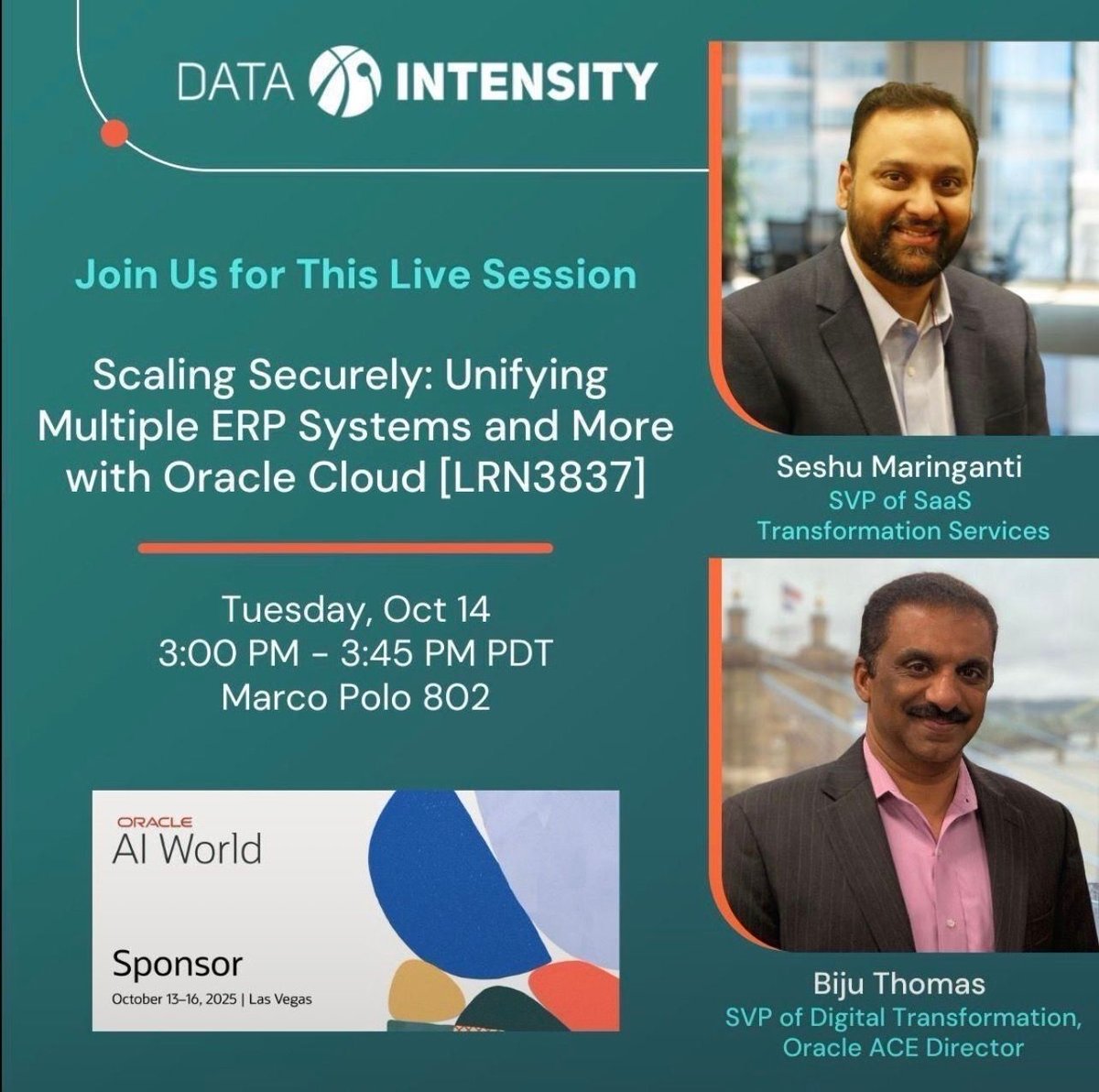 biju_thomas's tweet image. AIWorld kicks off! I started my day with exciting AI-ready solutions on the Oracle database after grabbing my badge. Larry's keynote on Tuesday afternoon promises some big announcements! If you're in Vegas and see this post, I hope we get a chance to say hello. #OracleAce