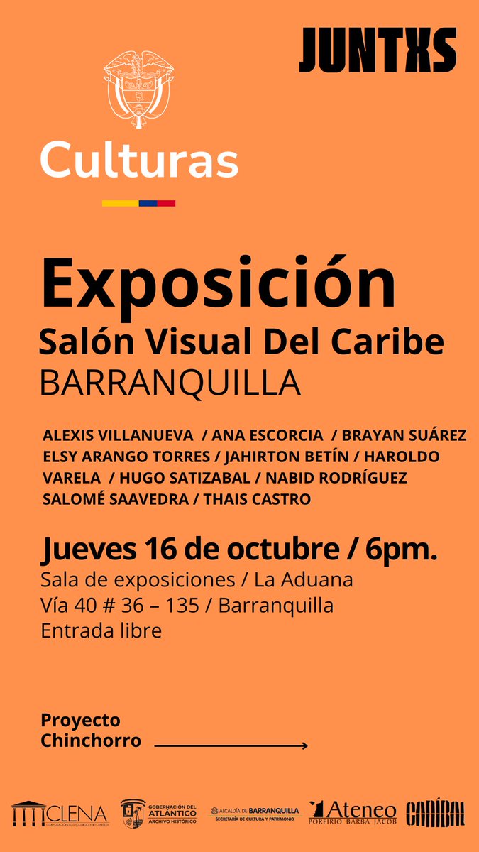 EspacioCanibal's tweet photo. Buenos días!

Estás invitado(a) al cóctel inaugural del salón visual del Caribe este jueves 16 de octubre a las 6:00 pm en la sala de exposiciones de La Antigua Aduana. 

Te esperamos! https://t.co/2xoXBvhQkB